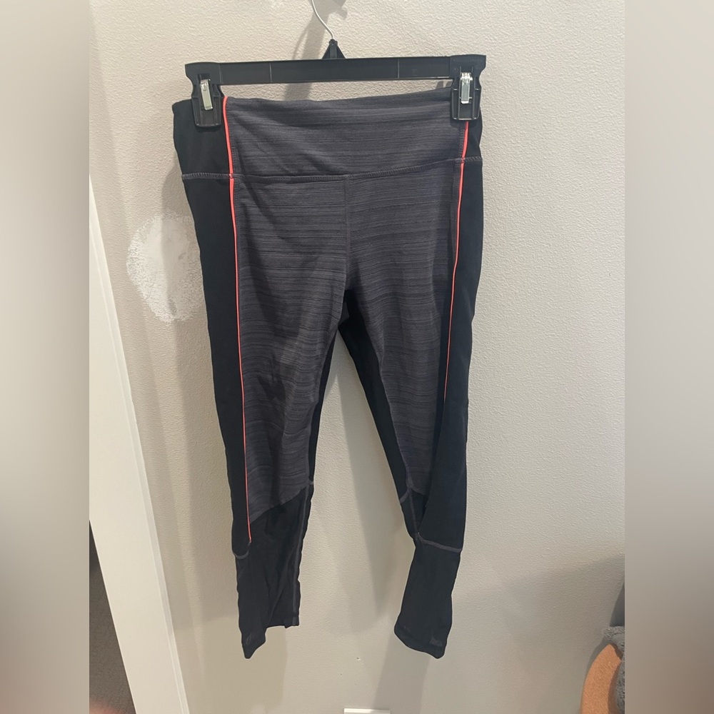 Zella Black and Gray Leggings with Red Accents